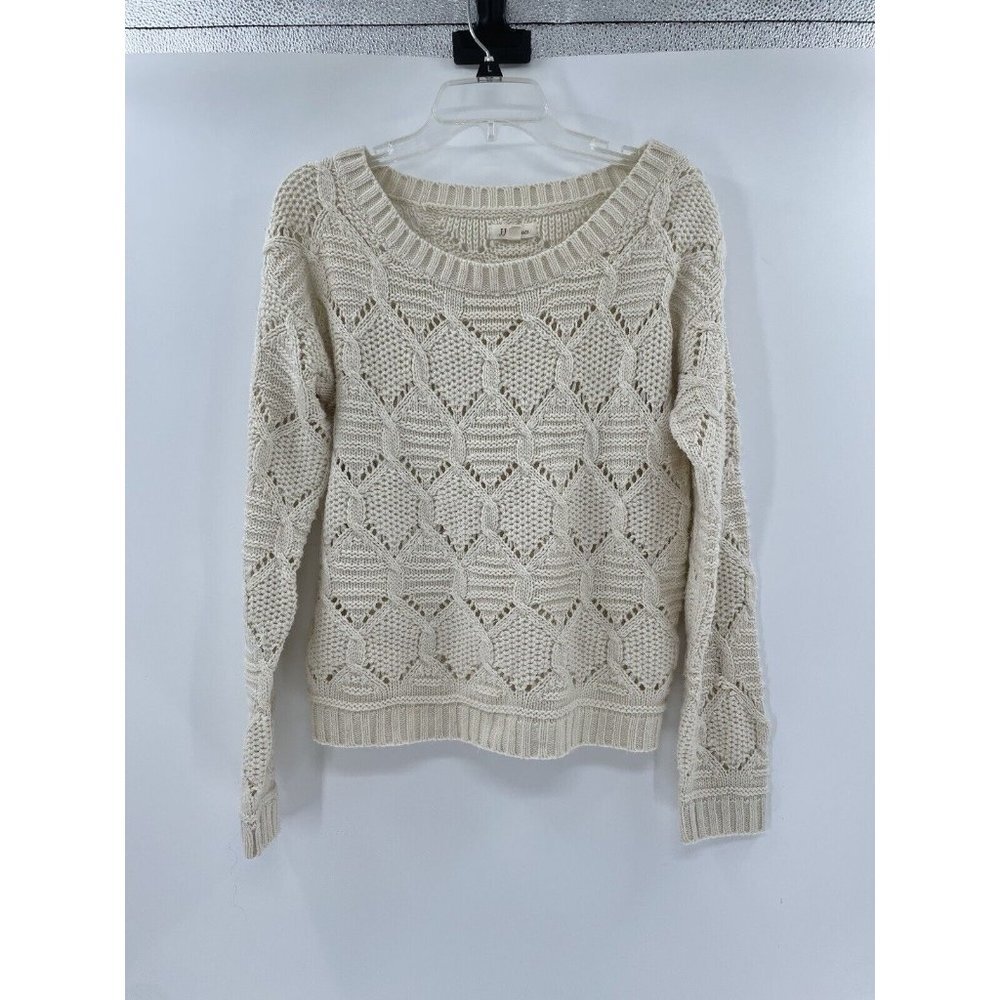 JJ Basics‎ Women’s Open Knit Ivory Long Sleeve Size Small